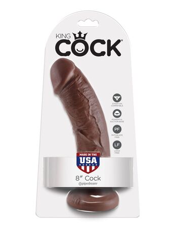Коричневый фаллоимитатор 8  Cock - 20,3 см.